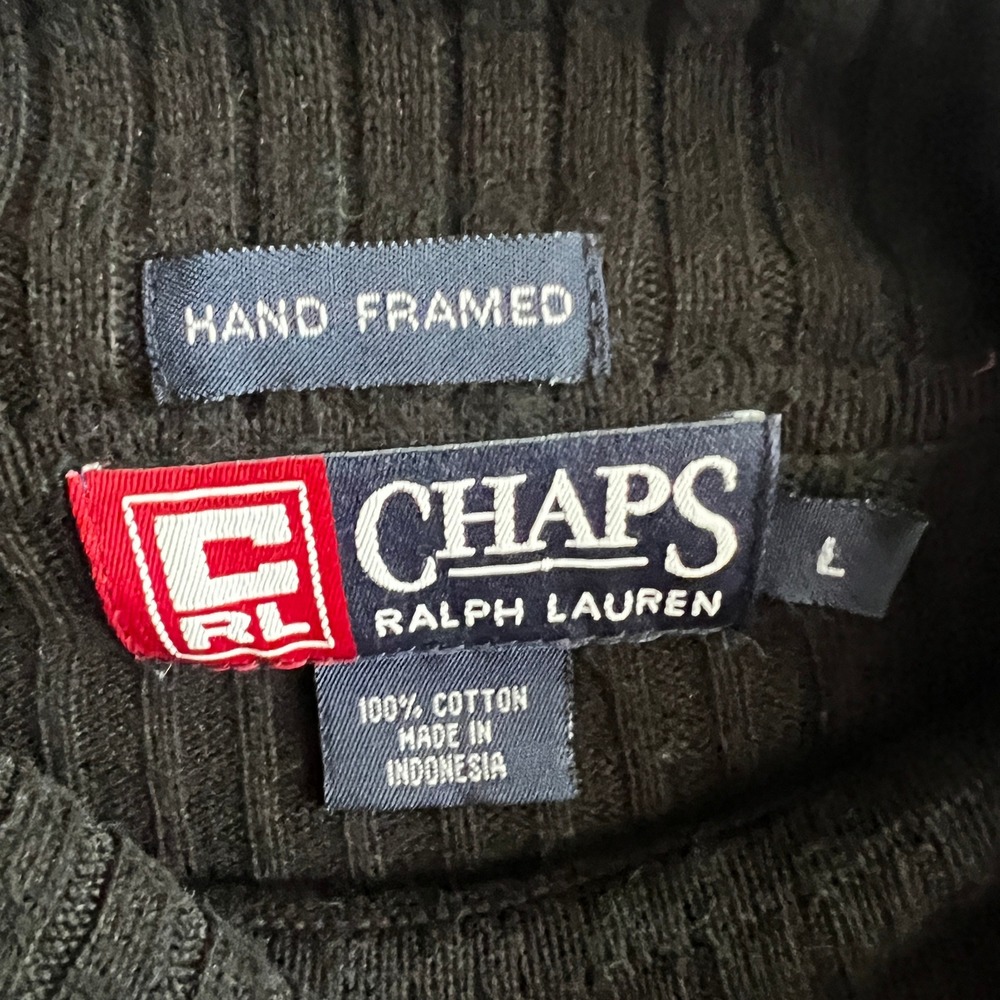 Chaps Ralph Lauren Sweater Womens Large Turtleneck 100% Cotton Pullover Black - Picture 3 of 5